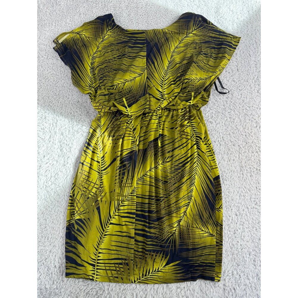 Valerie Bertinelli Womens Palm Leaf Print Dress NWT Size 6 Yellow & Black Polyes - Picture 7 of 16